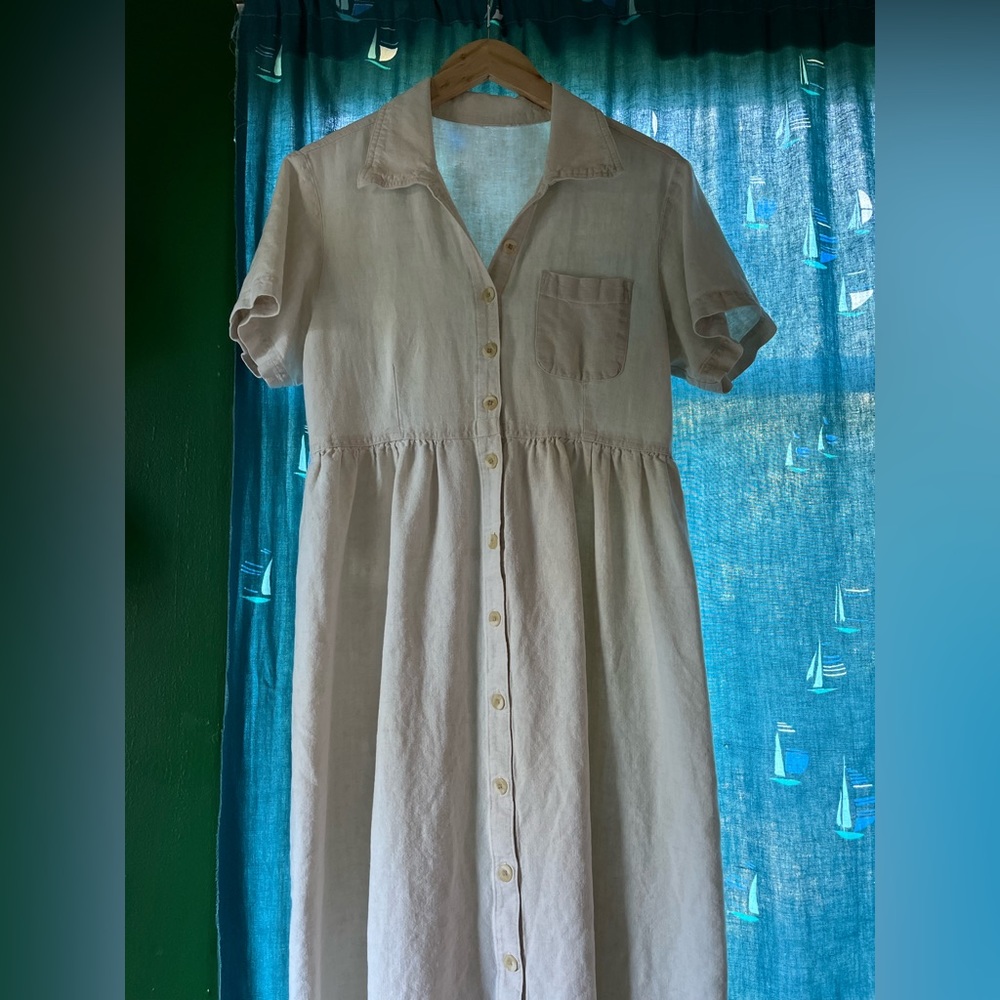 Vintage Cottage-core Linen Maxi Dress